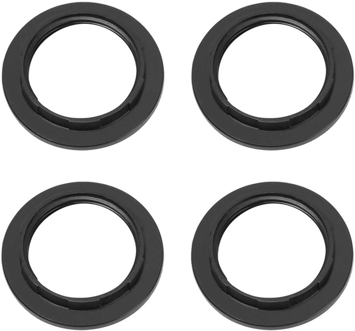 SnelShoppen - 4 Pack Lampenkap Reducer E27 Plastic Ring Lampenfitting Adapter Converter (Zwart) voor Makkelijk Gebruik in Huis