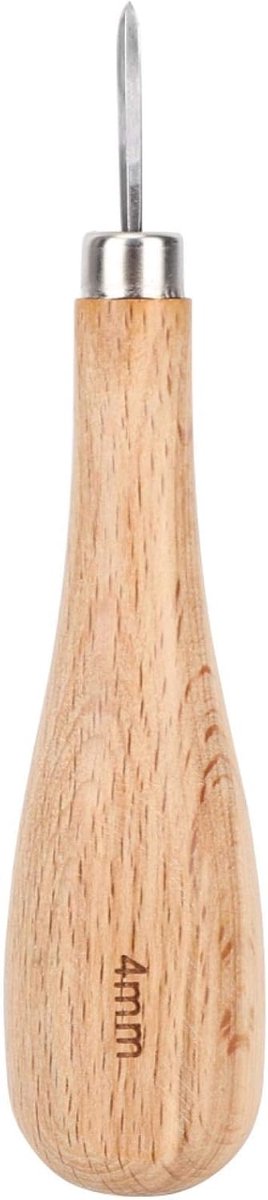 SnelShoppen - Diamond Awl Houten Handgreep Krabpen Houtpunt Gereedschap 4mm Beuken Houten Hamer Voor Leerbewerking, Naaiwerk en Handmatig Prikken