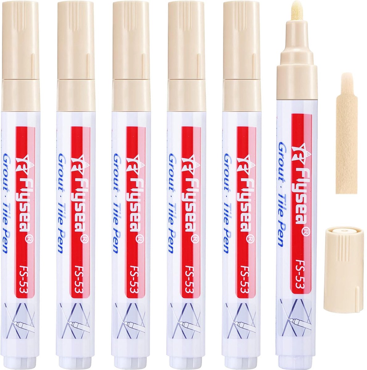 Outus 6 Pieces Grout Wall Restorer Pen for Tile Wall, Floor, Bathroom and Kitchen (Beige) - ShopVlot