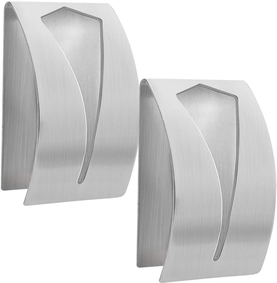 SnelShoppen - 2 Stuks Roestvrijstalen Keuken Handdoek Haakjes Zelfklevende Wandhaken 7.5 x 5 cm Waterdicht voor Badkamer, Keuken en Kantoor, Geen Bore