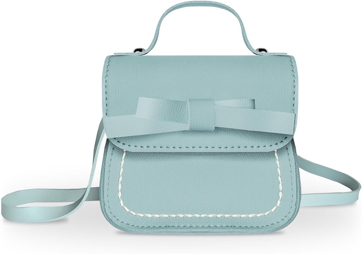 SnelShoppen - Schoudertas voor Meisjes - Kleine Handtas met Strik - Mini Flap Tas voor Kinderen - Crossbody Tas voor Peuters Leeftijd 2-5 Jaar - Blauw