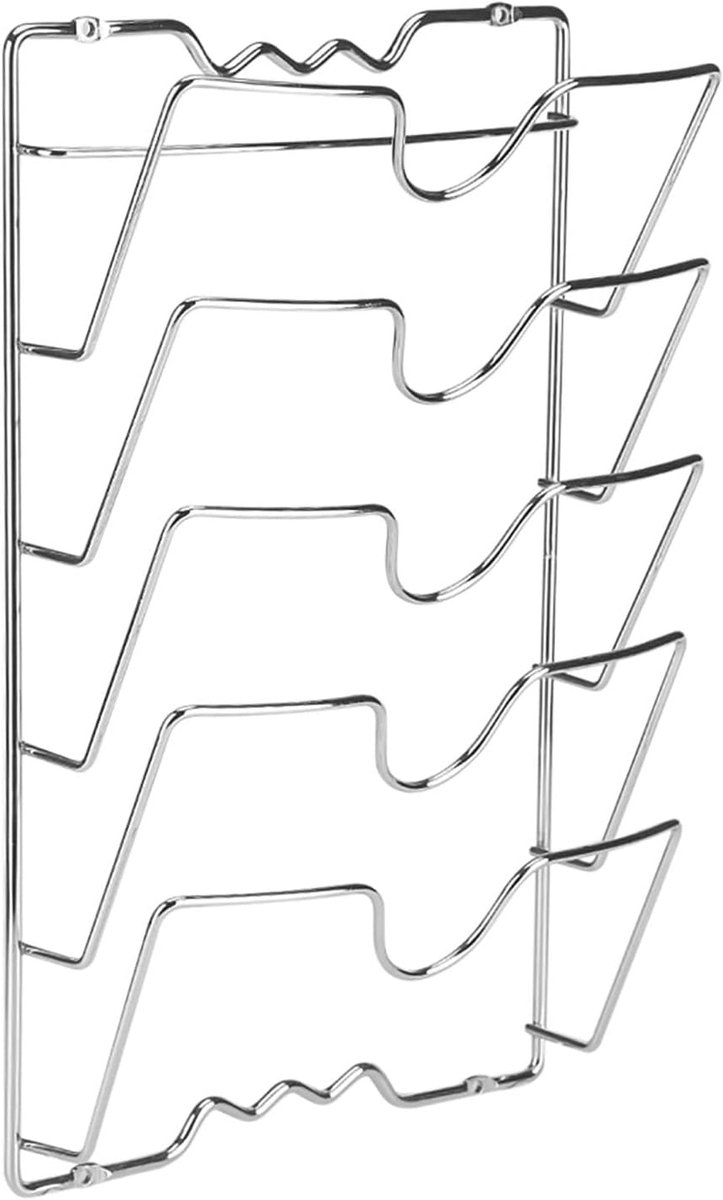 SnelShoppen - Pan Lids Opbergrek, Anti-Roest Pannendeksel Rack voor Keuken, Zwart Staal, 5 Pannendeksel Capaciteit, Ruimtebesparend, Eenvoudig te Inst