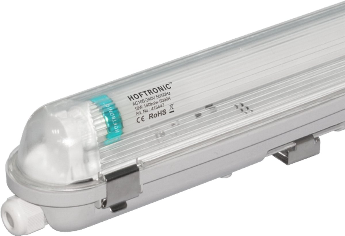 HOFTRONIC 25x LED TL armatuur 120cm - T8 (G13) - 18 Watt 2520 lumen (140lm/W) - 6000K daglicht wit (860) - Koppelbaar - Flikkervrij - IP65 waterdicht Transparant