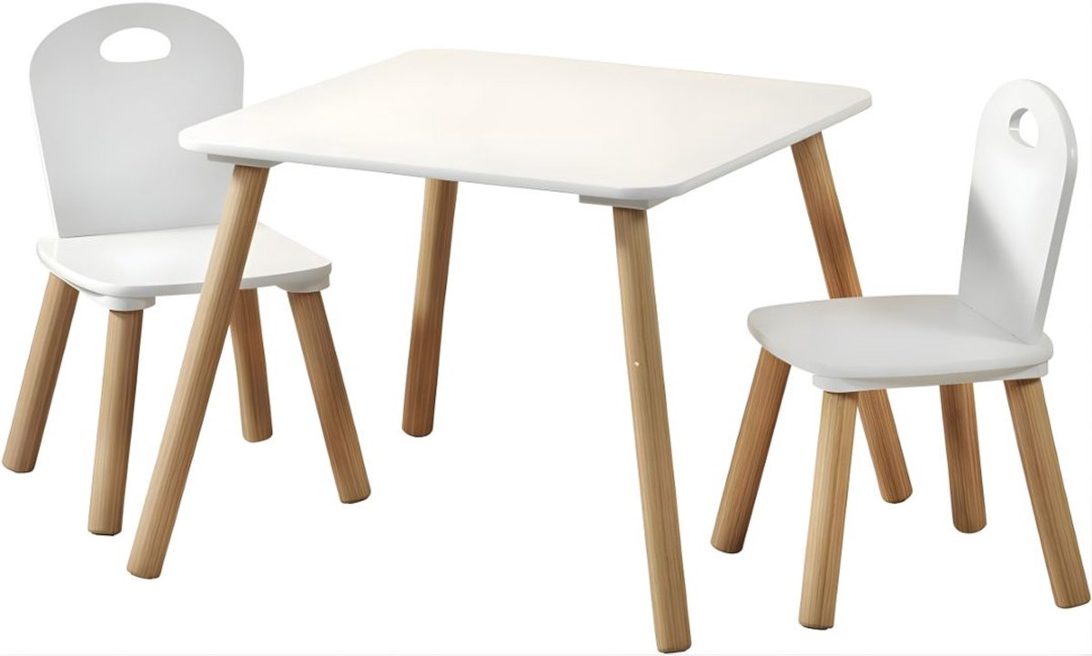 KIRA® Kinderbureau - Kindertafel - Kinder Bureau - Bureau Meisje - Kinderbureau Met Stoel - Wit - 55cm x 55cm x 45cm