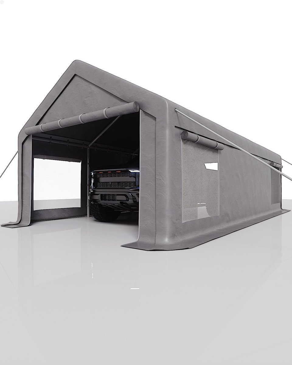 Triumpunpre Carport Tent 13x25 ft - PE Auto Afdak - Grijs met Zijwanden - Waterbestendig - Verstevigde Constructie - Grondpennen & Windtrossen Inbegrepen
