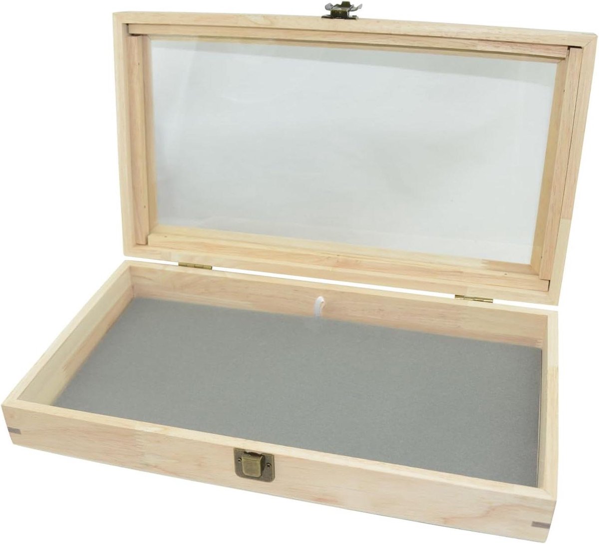 Houten Sieradenkist - Sieraden Organizer - Sieraden Presenteren - Natuurlijk Hout - 381mm x 214mm - Houtkleurig