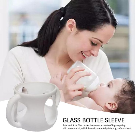 Flessenhoes Siliconen - Flessenhouder Babyfles - Bescherming Fles - Anti-val Schokbestendig - Voor 120ml 240ml - Wit — afbeelding 5