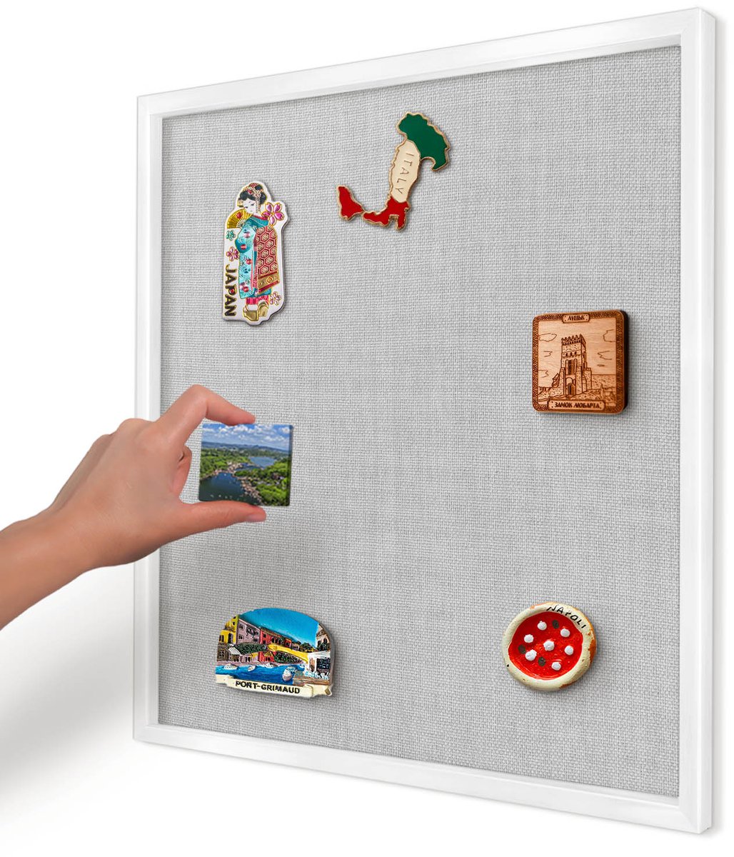 Artprintcave Grijs Magneetbord mit Witte Lijst - 50x50 cm - Subtiele Elegantie Notitiebord - Minimalist Memobord Keuken - Texturen