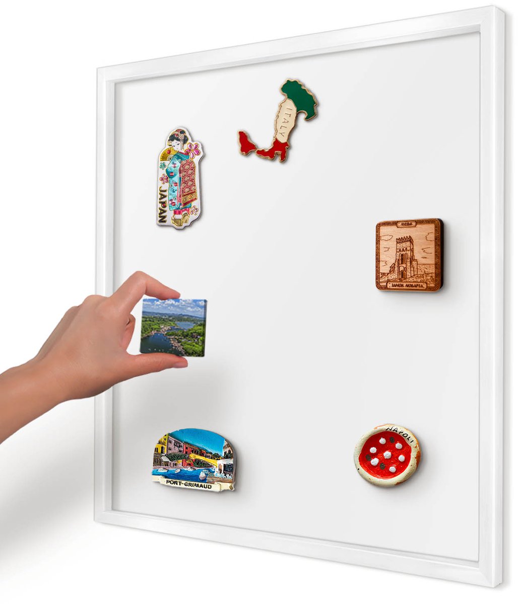 Artprintcave Wit Magneetbord mit Witte Lijst - 50x50 cm - Zuiver Wit Memobord Keuken - Minimalist Wandbord Magnetisch - Achtergronden En Patronen