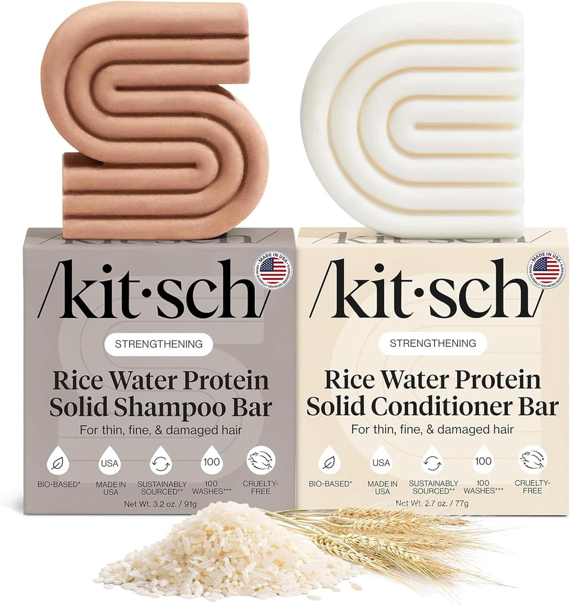 Kitsch Rice Water Shampoo & Conditioner Bar set (2 bars)