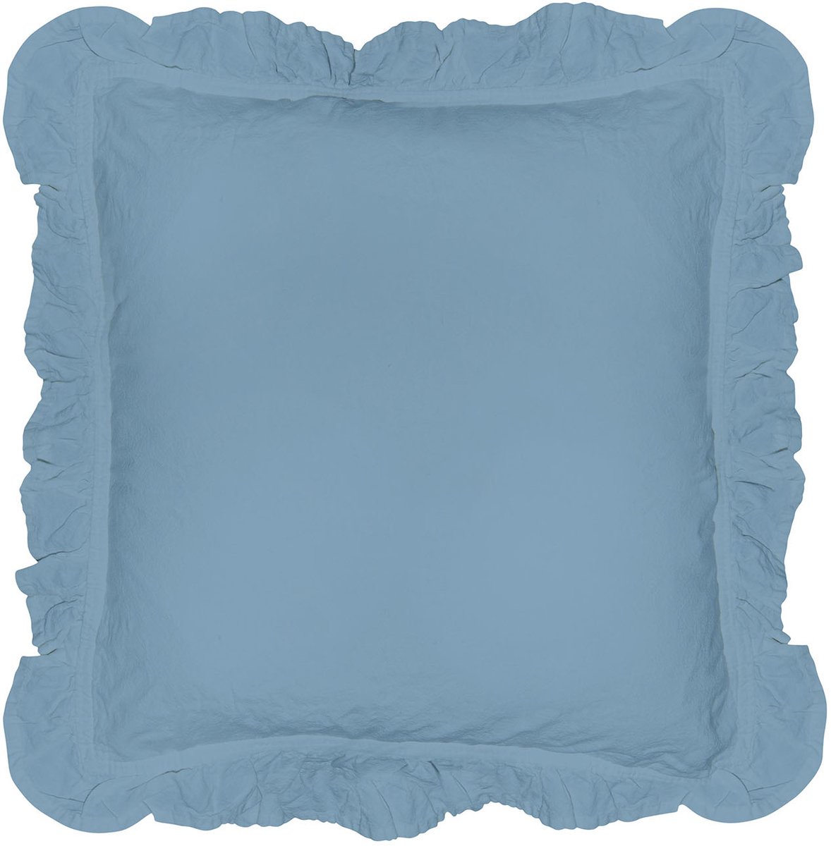 Darymex Sierkussenhoezen met Volant 40x40 cm - Blauw - Set van 2 - 100% Katoen (123 g/m²) - Met Ruffles / Roesjes - Hoteloverslag - ECO Verpakking - Hypoallergeen