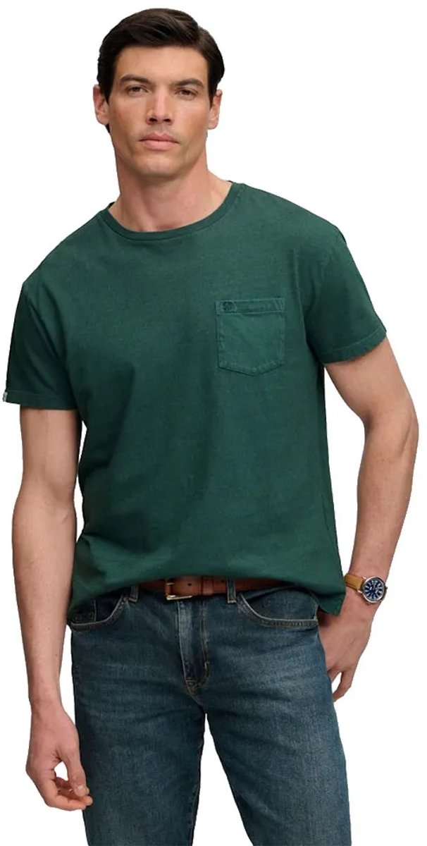Superdry Classic Cotton Linen Pocket T-shirt Relaxed Pasvorm Heren T-shirts Groen