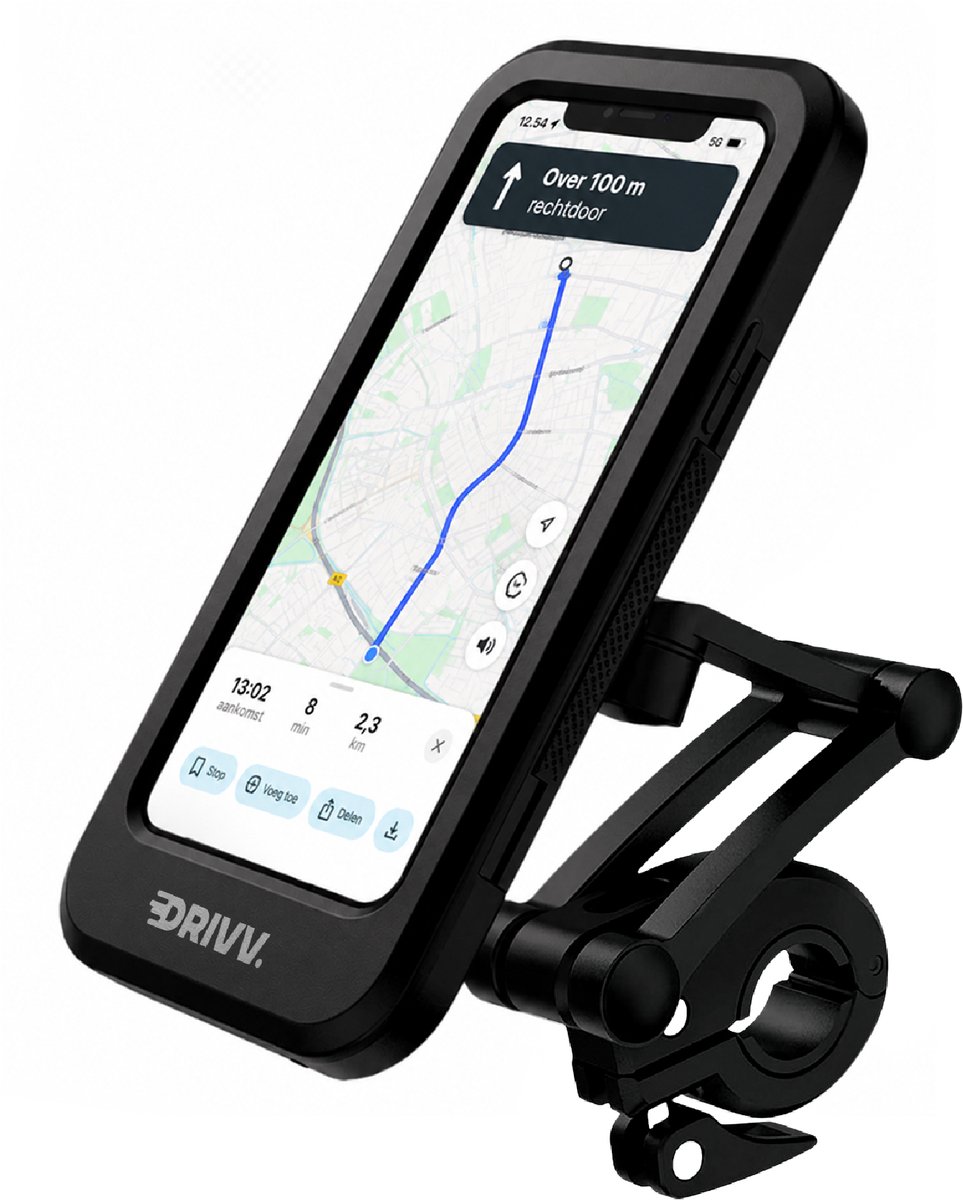 Drivv. Telefoonhouder Fiets – Waterdicht – Universeel – Extra Opbergruimte - Fietshouder voor Smarthpones – GSM houder Fiets