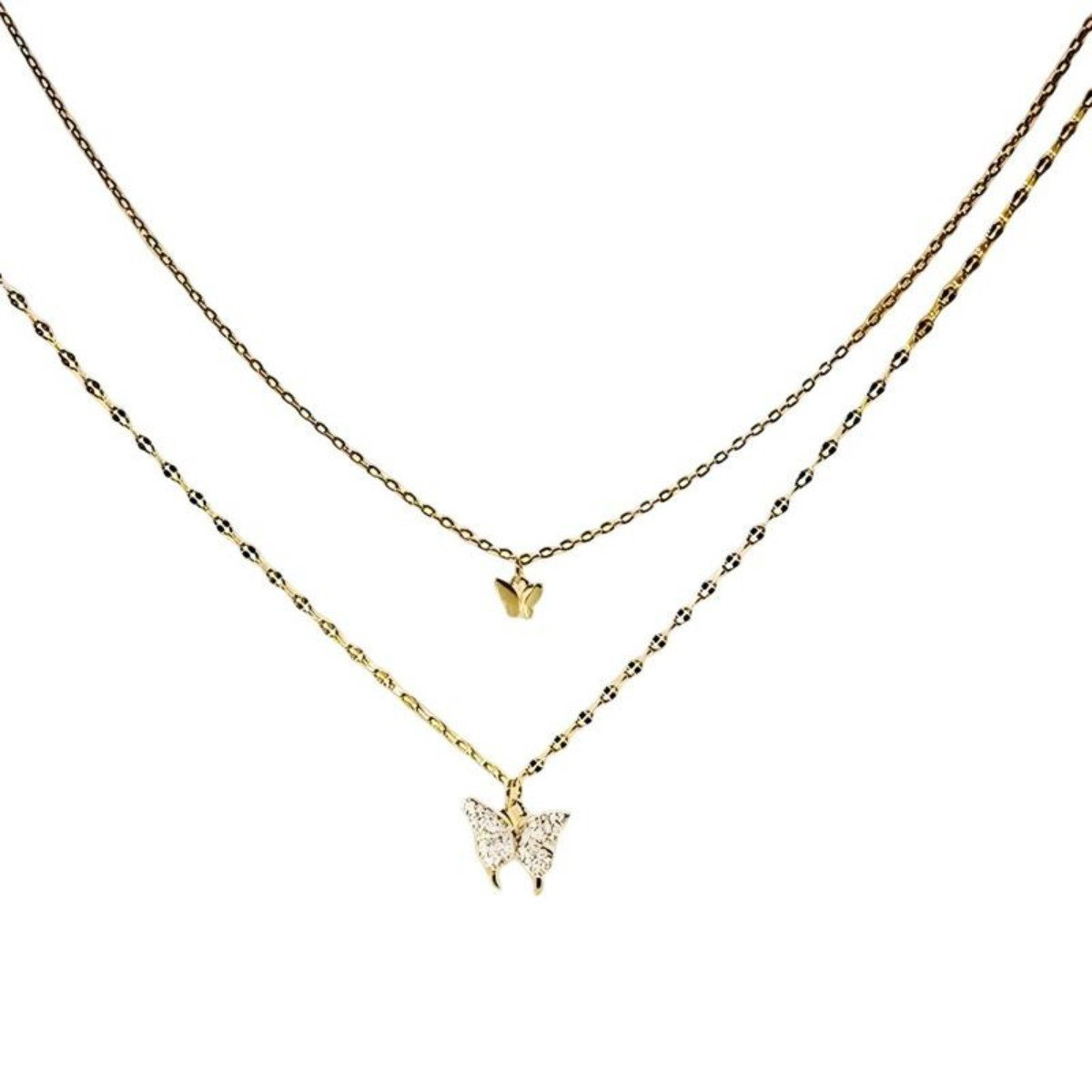 Halsketting – 45 cm + 5 cm verlengketting – Ketting – Vlinderketting – Ketting met hanger – Layering-ketting – Lange ketting – Verstelbaar – Decoratieve ketting – Stijlvol & charmant – Veelzijdig – Geschikt voor dagelijks gebruik