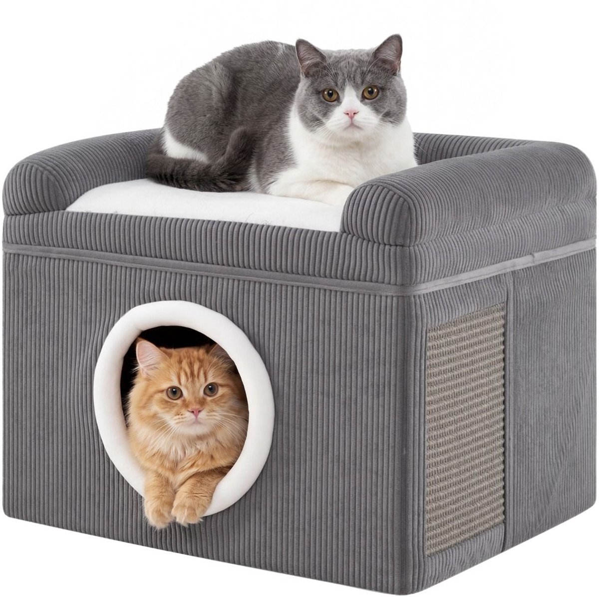 Kattenhuis - Voor buiten - Hok - Kooi - Bench - Ren - 1 verdieping - duurzaam - Bruin of Grijs