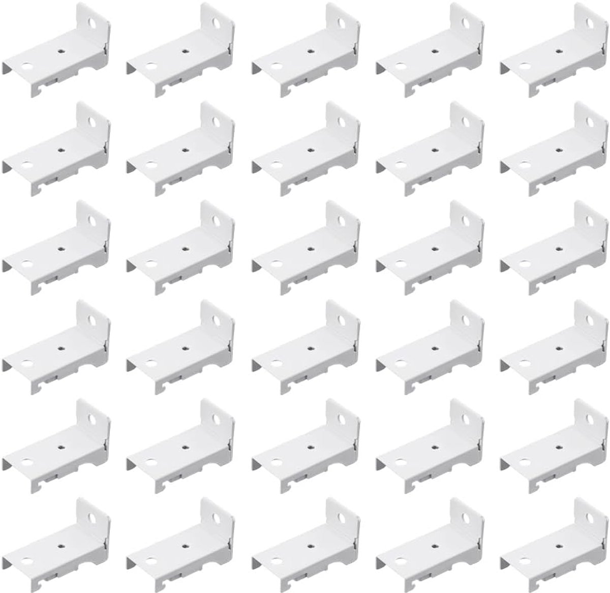 SnelShoppen - Set van 30 witte ijzeren gordijnrails met plafondmontagebeugels voor flexibele rails, wandmontage, modern rechthoekig ontwerp voor woonk