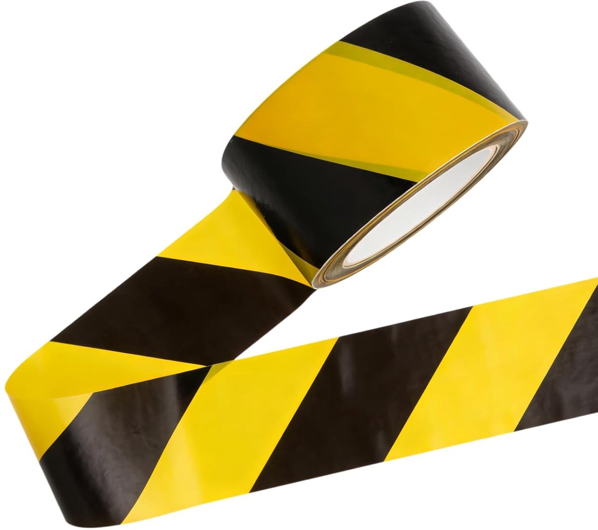 SnelShoppen - Geel Zwart Waarschuwings Tape 100m x 75mm Vloermarkering Tape Voor Industrie, Magazijn, Huishouden - Sterke Hechting, Weerbestendig