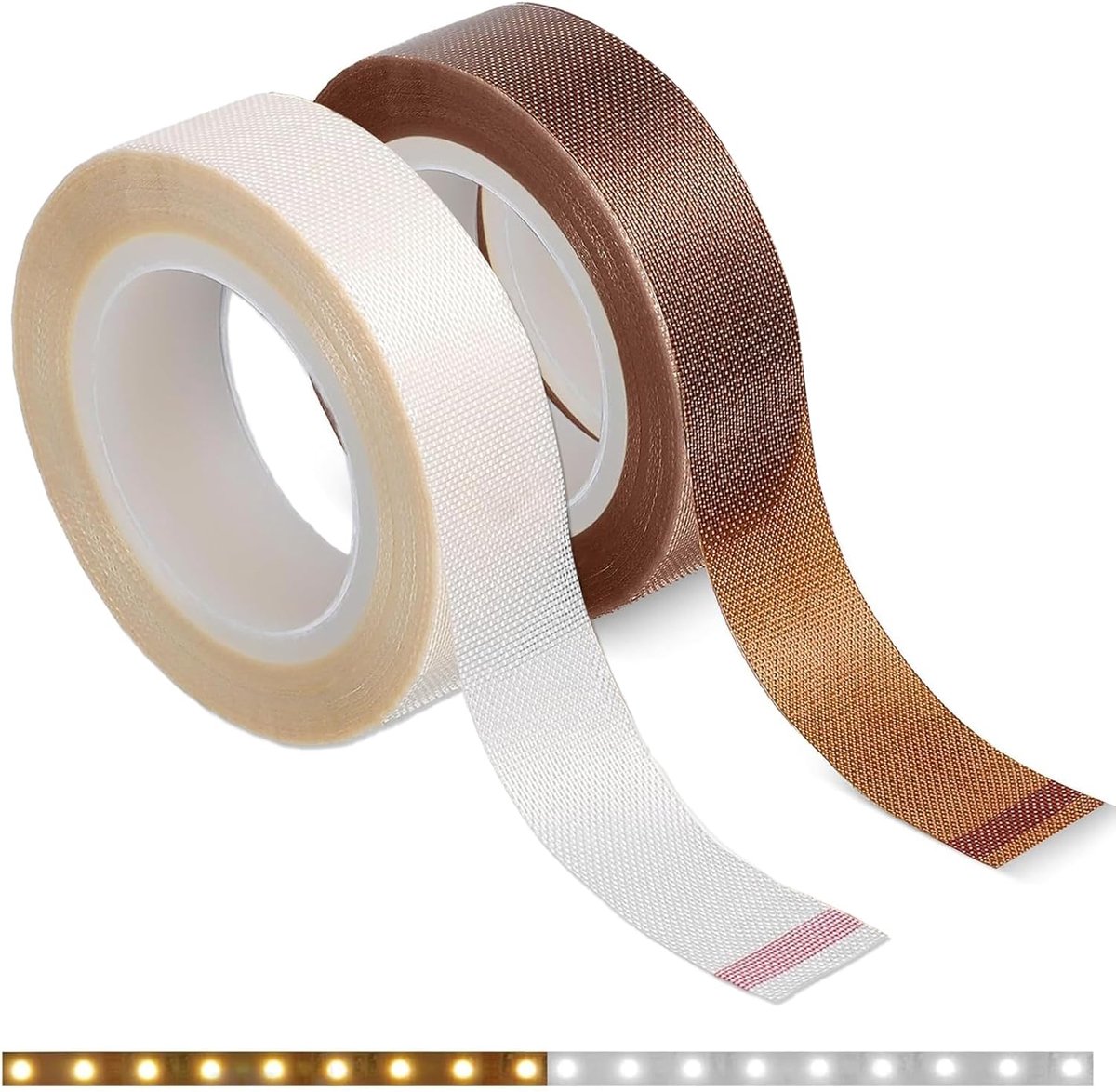 2 Rolls of LED Blackout Band (White + Brown) Each 1.5cm x 9m, Blackout Film for Dimming and Diffusing Light for LED - ShopVlot