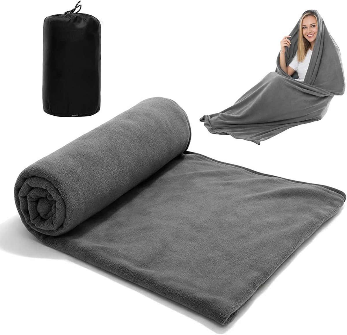 Slaapzak Fleece 180 x 80 cm - Lichtgewicht Warm - Ideaal voor Kamperen - ShopVlot