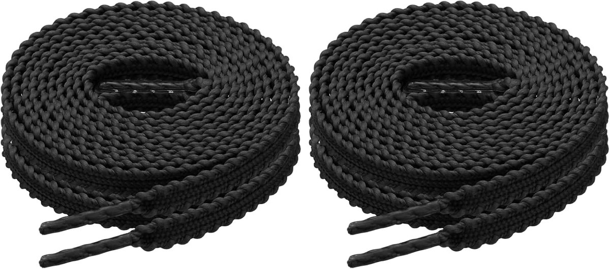 SnelShoppen - 2 Paar Platte Veters 160 cm Zwart voor Sneakers, Hardlopen, Trekking, Sport, Training - Duurzaam Polyester voor Mannen en Vrouwen