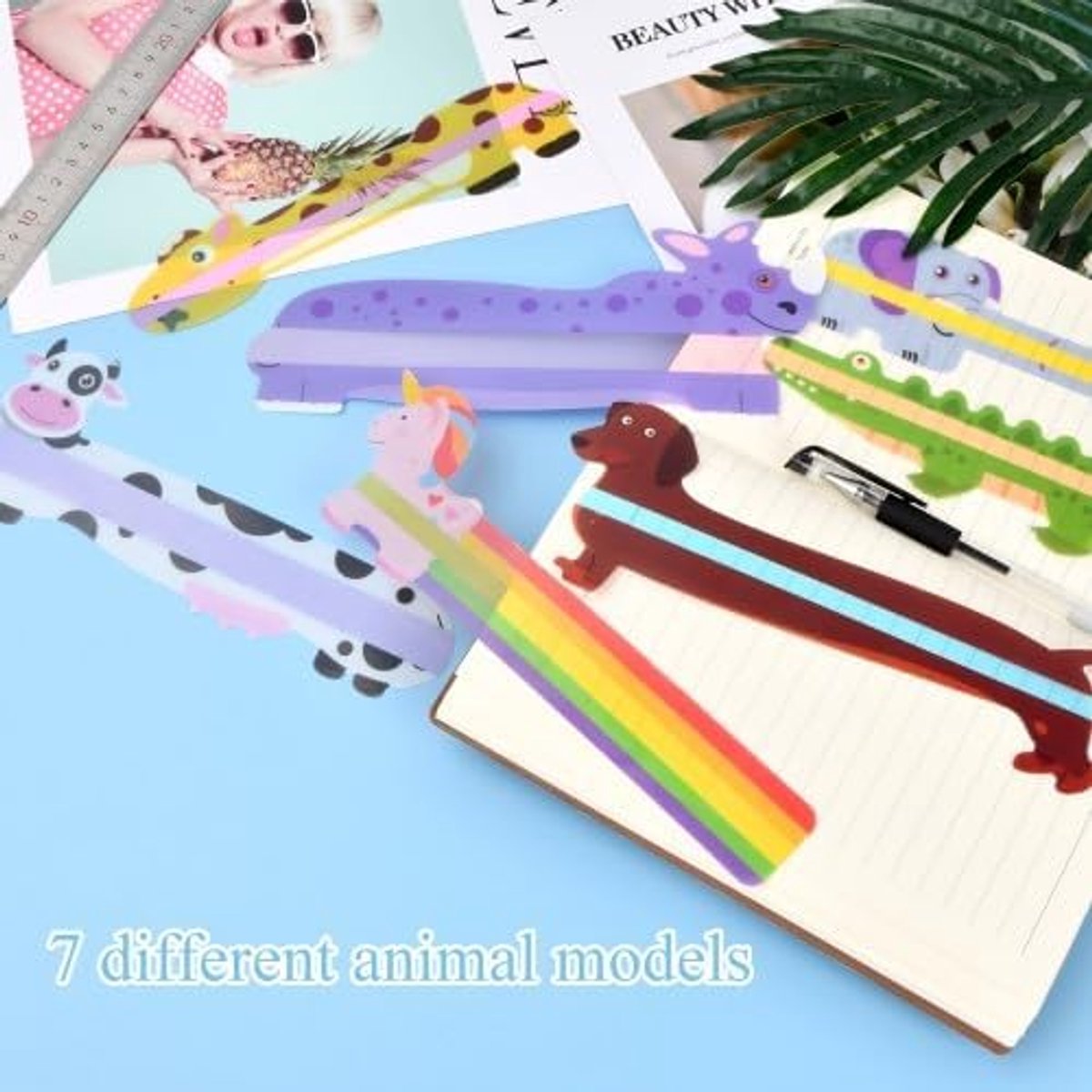 SnelShoppen - 7 Stuks Kleurige Leestrips Boekenleggers Dyslexie Hulp Voor Kinderen - Vermindert Oogvermoeidheid - Hoogwaardige PVC Materialen - Ideaal