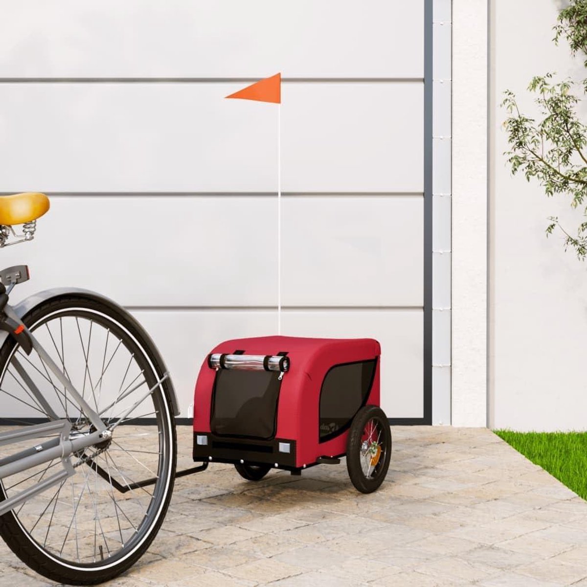 Fietskar Hond - Hondenkar Fiets - Vervoer Huisdier - Waterafstotend Oxford - 30 kg capaciteit - Rood Zwart