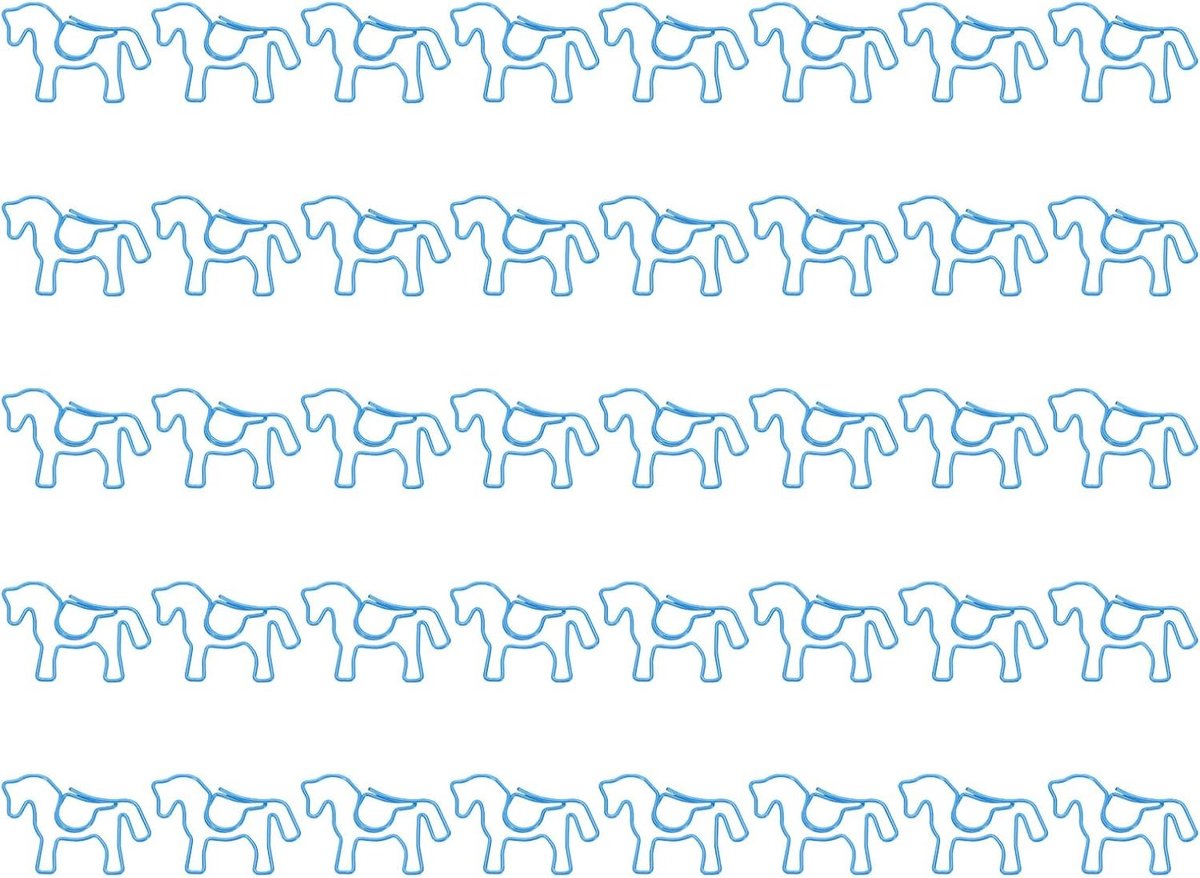 40 Stuks Paardenvormige Paperclips in Doos, Perfect voor Kantoor, Creatieve Projecten en Thuisgebruik (Blauw, 3.5 cm)