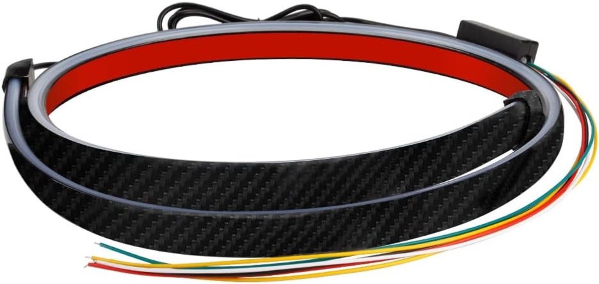 Achterklep Spoiler Wing Lip met LED Remlicht Strip van 125 cm, Flexibele Hoge Montage Achterlicht, Carbon Fiber Design