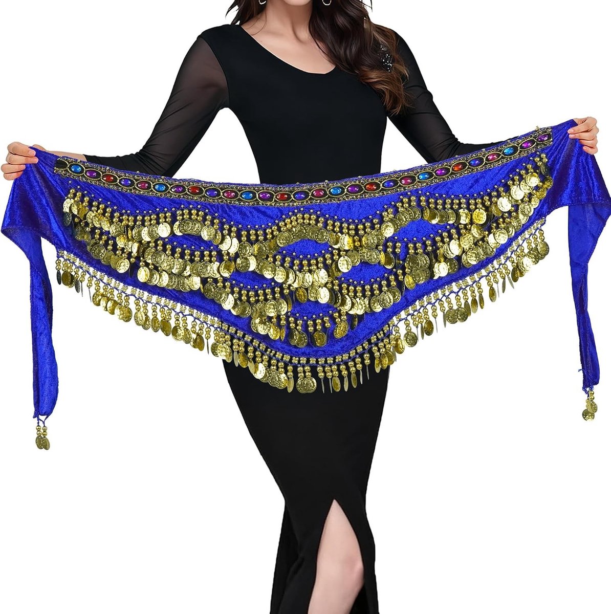 Bellydance Heup Sjaal voor Vrouwen met Munten, Perfect voor Danskostuums en Optredens