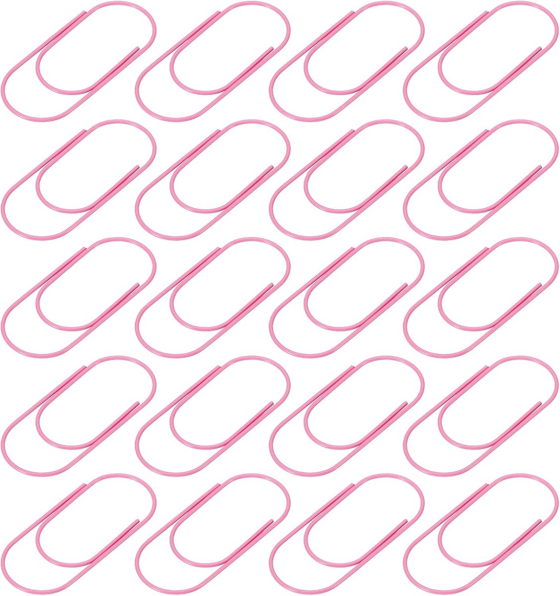 20 Stuks Paperclips in Doos, Brede Gecoate Grote Clips voor Kantoor, Creatief Werk en Thuisgebruik (Roze, 5cm)