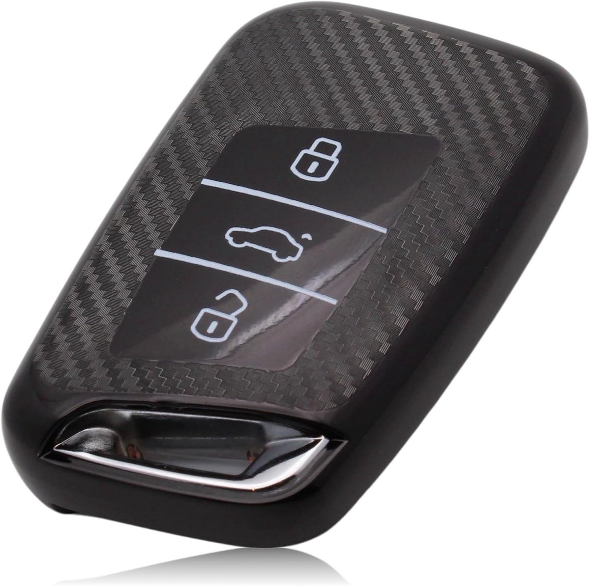 Autosleutelhoes compatibel met VW Passat B8, SEAT, Skoda Keyless - TPU sleutelhoes - beschermhoes voor carbon zwart