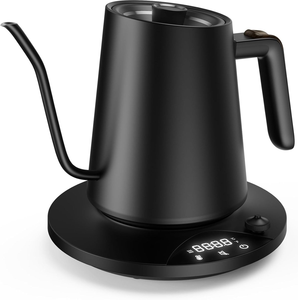 waterkoker met temperatuurinstelling, zwanenhals, waterkoker, 24 uur warmtefunctie, 1200 W, elektrische theeketel met temperatuurweergave, 0,9 l koffieketel