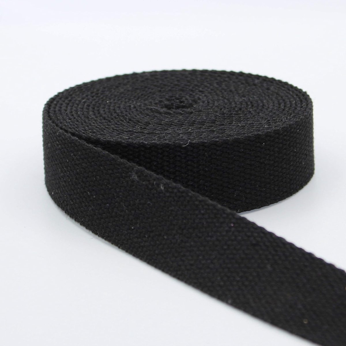 5 m zware katoenen riem, dik, zwart (01), 4 cm