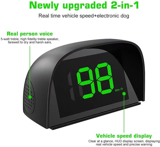 Digitale Snelheidsmeter voor Auto, Universeel HUD Head Up Display, Snelheidsmeter voor Motorfiets en Fiets — afbeelding 4