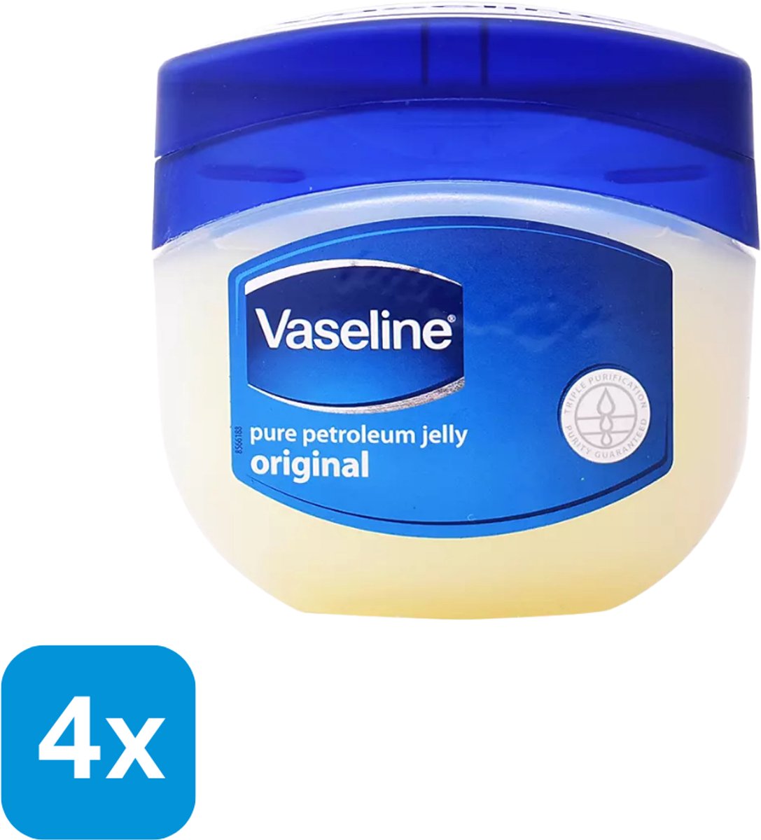 4 x 250 ml Vaseline Pure Petroleum Jelly Original - Voordeelverpakking