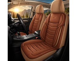 Autostoelhoezen voor Volvo XC60 1 in pasvorm| Complete set | Voorstoelen + Achterbank AID Serie | AID407 | Bruin met kunstleer
