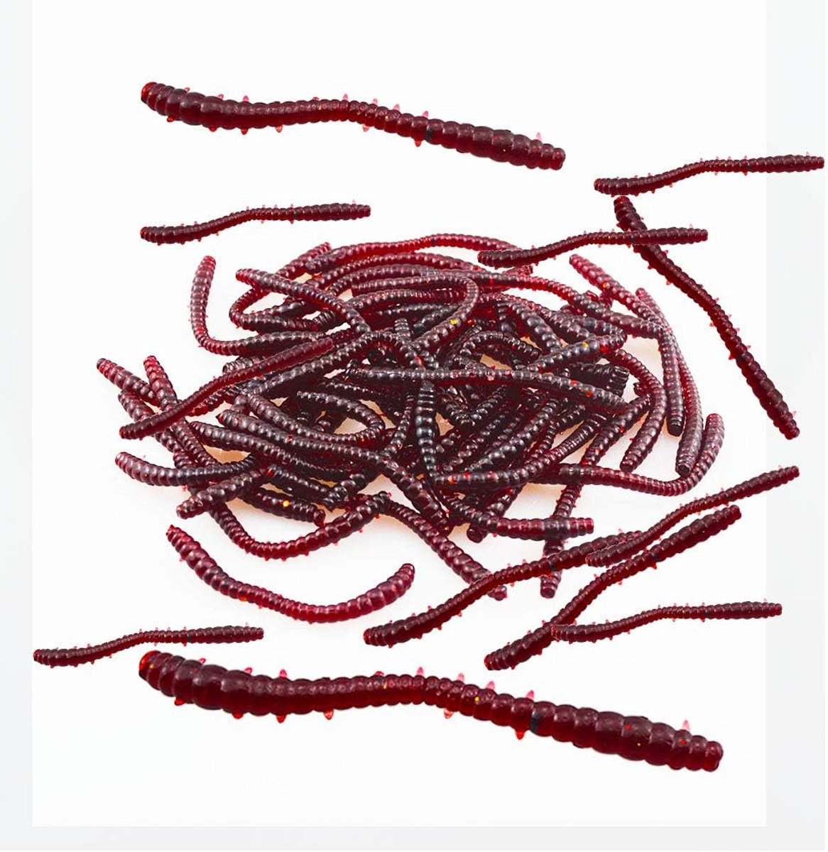 Zachte siliconen regenworm, aas, worm, visaas, simulatie, rode wormen, kunststof, groen, milieu, sterk verleidelijk aas, nep-roodworm, medium, 150 stuks