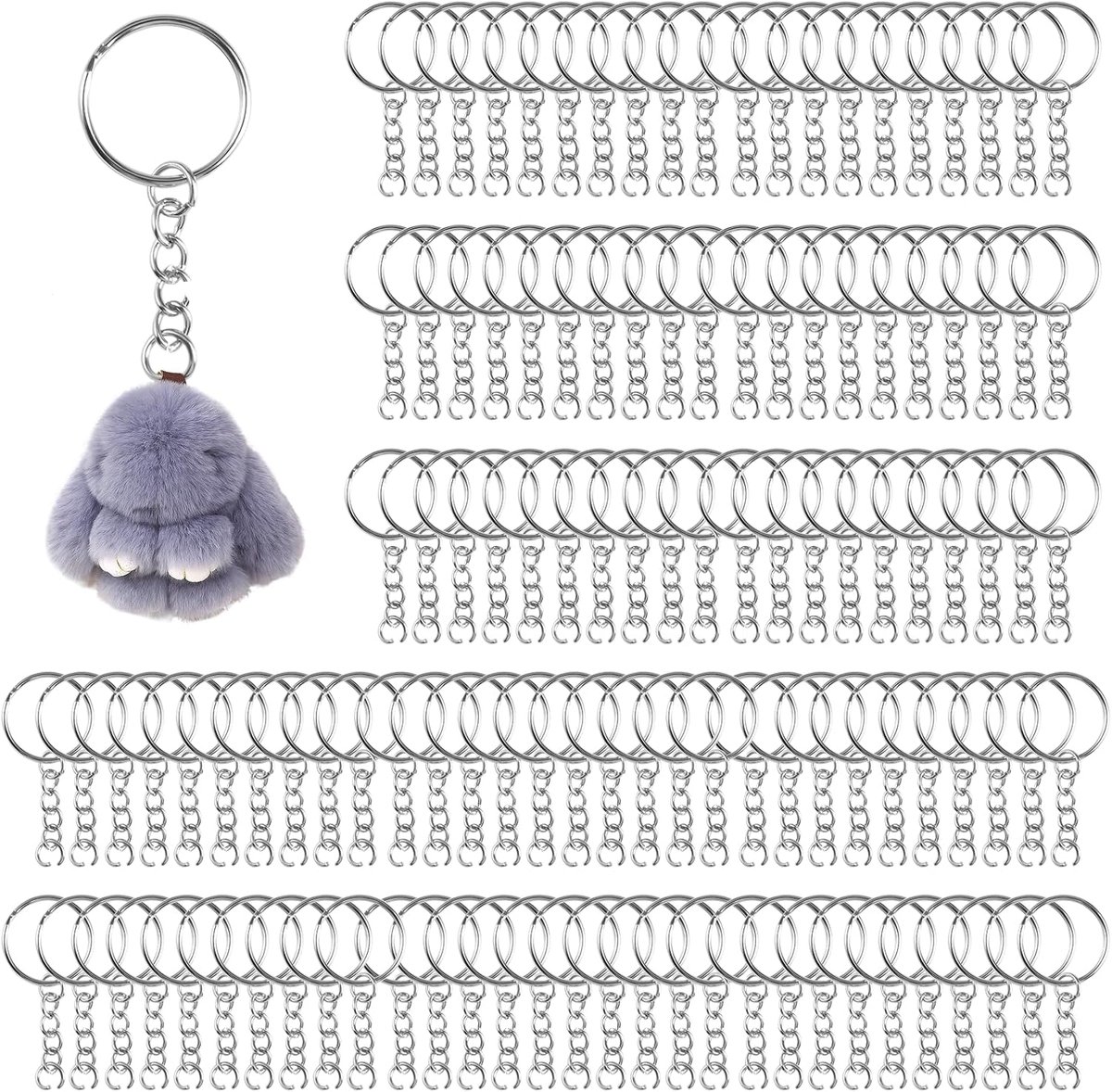 120 Stuks Sleutelhanger Ring met Kettingen,25mm Sleutelhanger Ringen met | Open Ring,DIY Hanger Sleutelring,Key Ring with Chain,Zelfgemaakte Keyring Rings voor Sleutels,Sieraden Maken,Handwerken