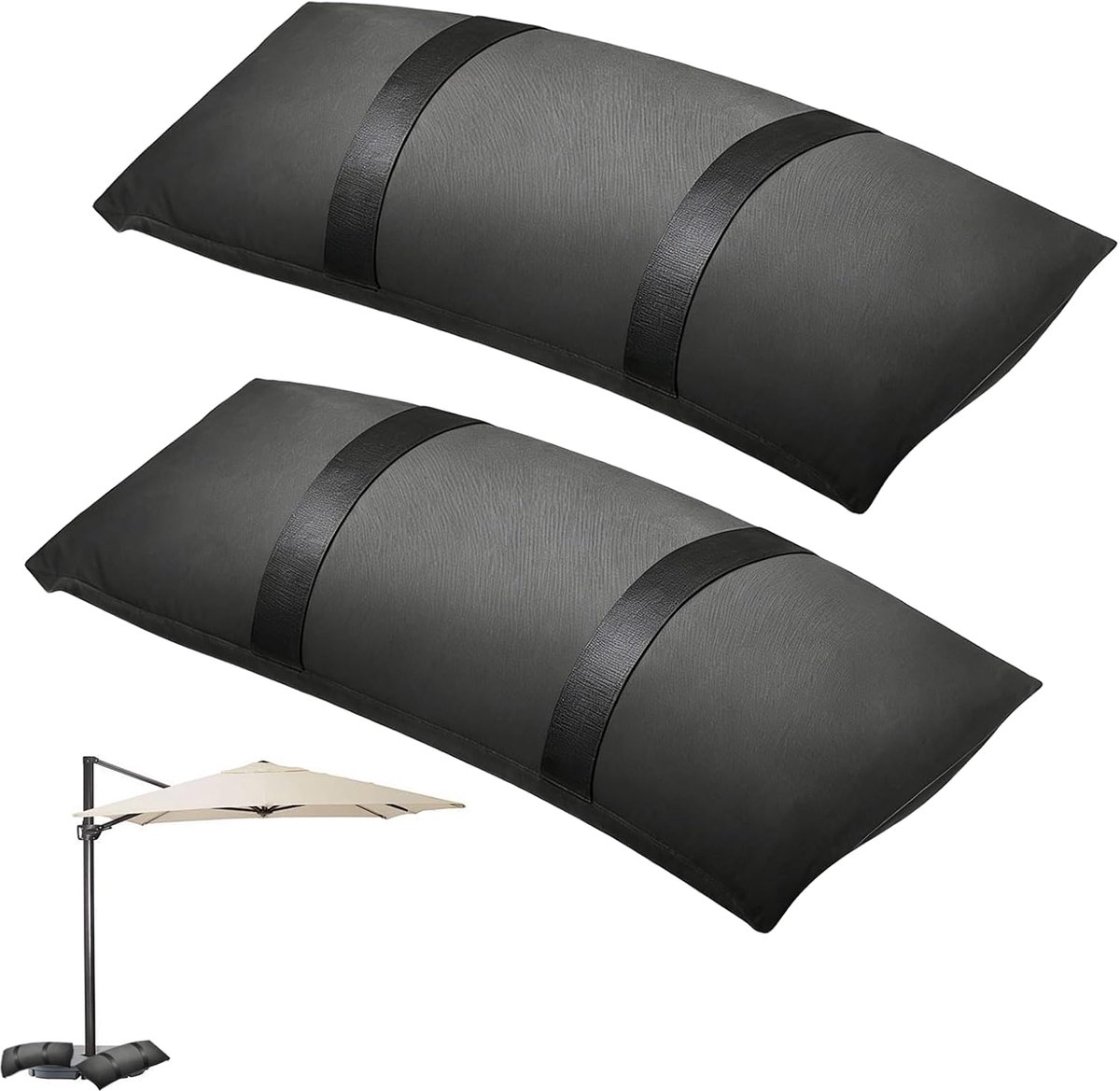 Zandzakken om te verzwaren tot 20 kg vullen 70 x 25 cm zandzak | Zandzakgewichten voor parasol, wasrek, trampoline, tuinmeubelen, gewichten, zwart