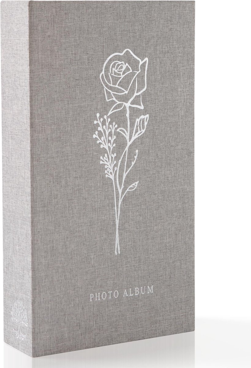 SnelShoppen - Fotoalbum Slip in Linnen 300 Vakken Albumboek Houdt Liggend 10x15cm Foto Grijs Voor Feest, Herinneringen, Kinderen, Thuisgebruik