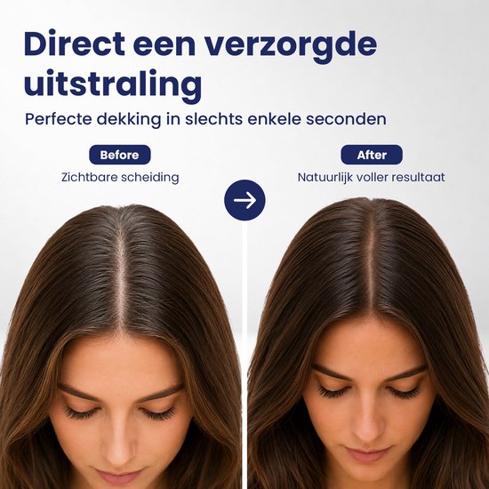 Voor en na foto van haar met zichtbare scheiding: rechts natuurlijker voller resultaat met Paremmin.