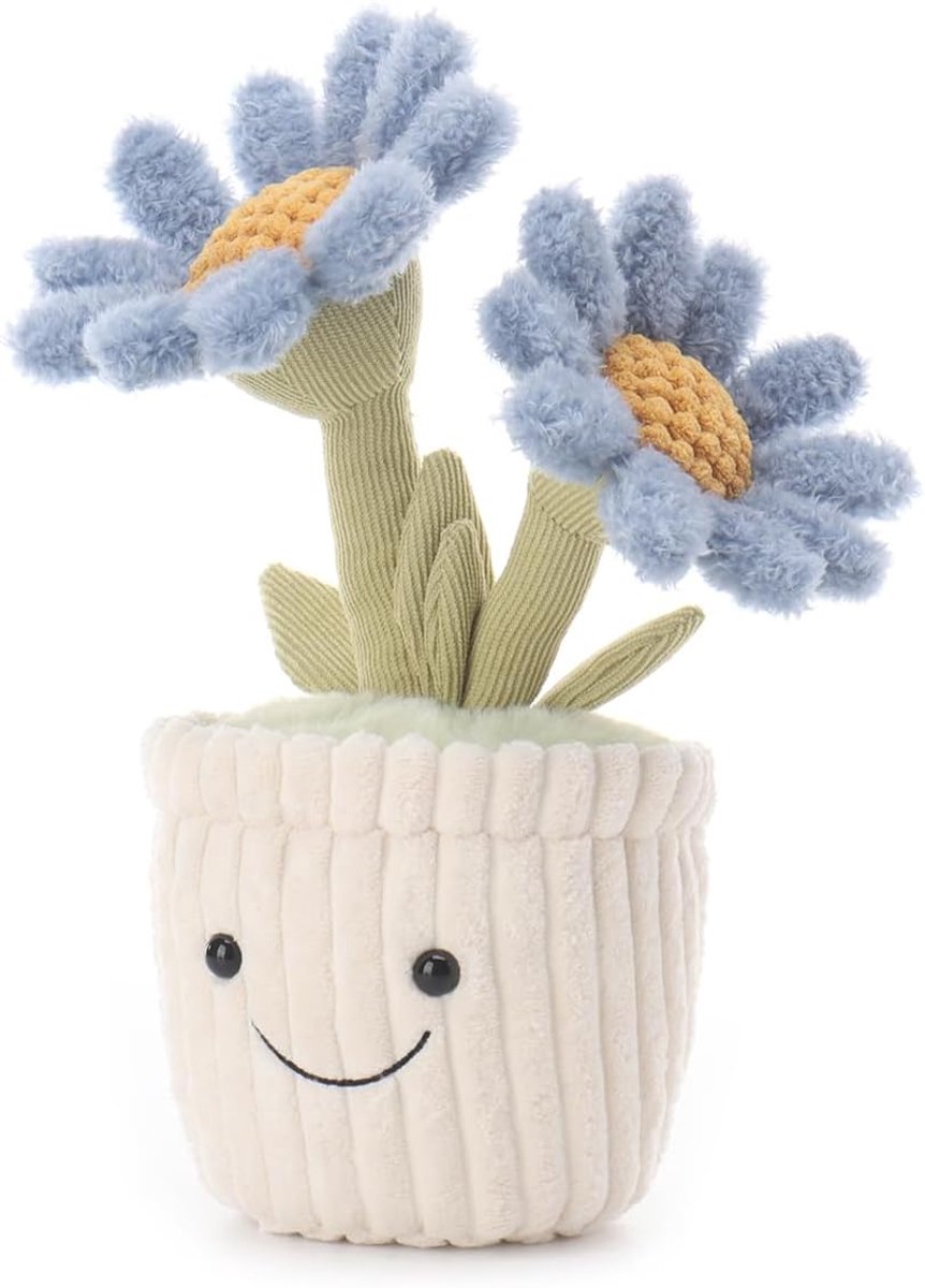 Lamb Madeliefjes madeliefje pluche dieren voor kinderen, zacht schattig knuffeldier voor baby's, meisjes en jongens, marineblauw, 25 cm