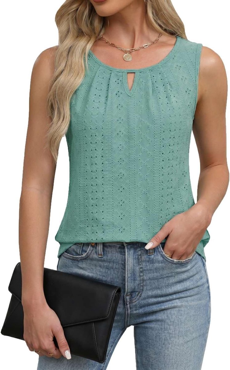 tanktops zomer shirts mouwloze blouse elegant bovendeel voorkant plooien tuniek blousetop