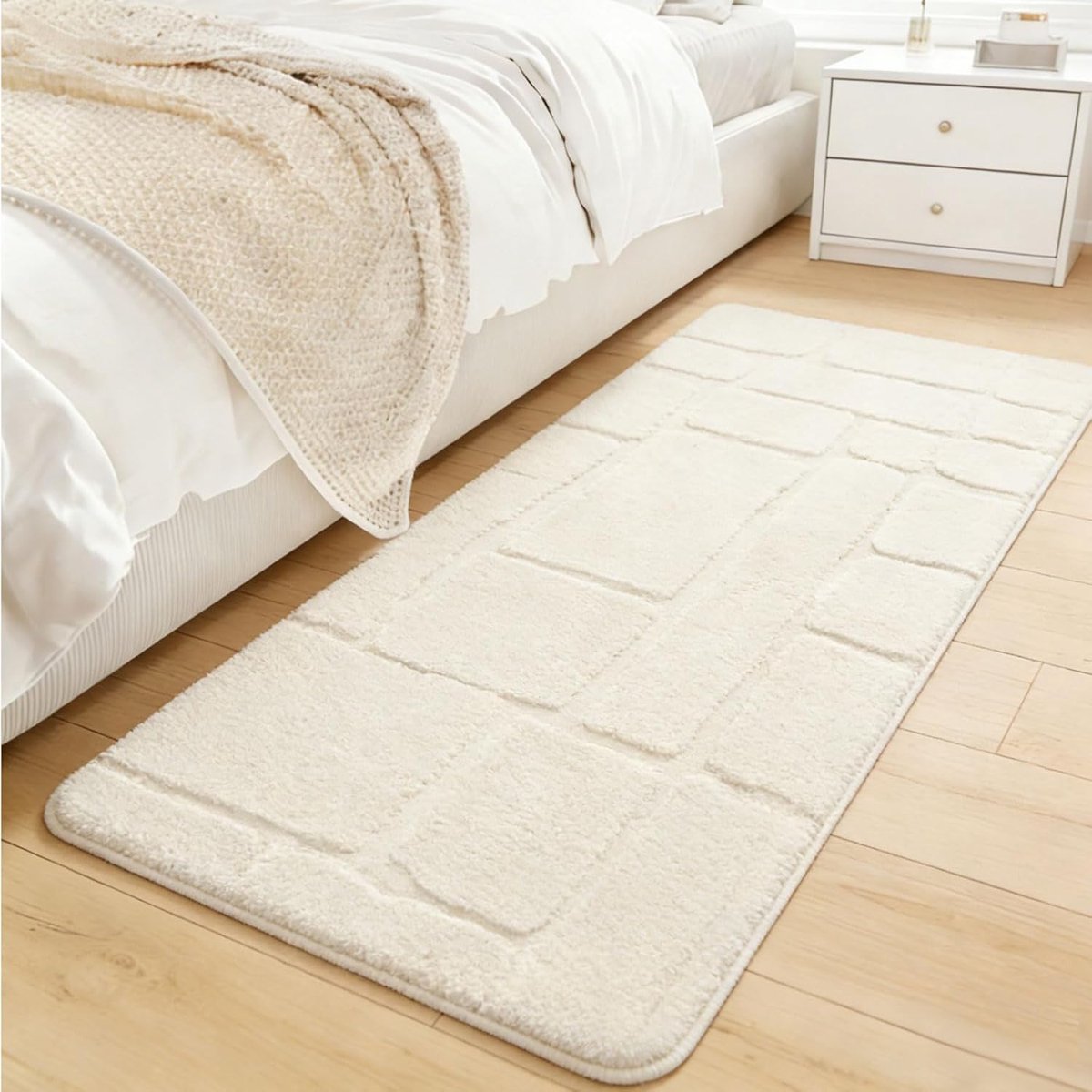 Tapijten woonkamer 60 x 120 cm, slaapkamer vloerkleed, kleine keuken vloerkleed, stoep, zacht, roomkleurig, vloerkleed, naast vloerkleed, antislip voor woonkamer, slaapkamer, keuken