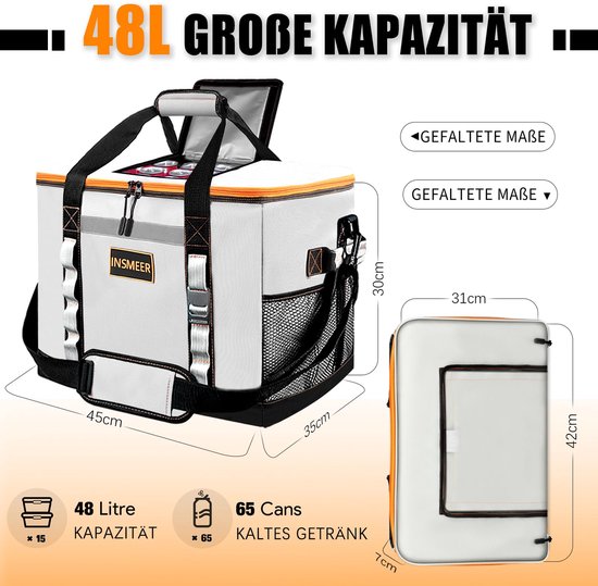 Koeltas 48 liter - XXL opvouwbaar, waterdicht, ideaal voor picknick, kamperen, stranden en uitstapjes van Merkloos — afbeelding 3