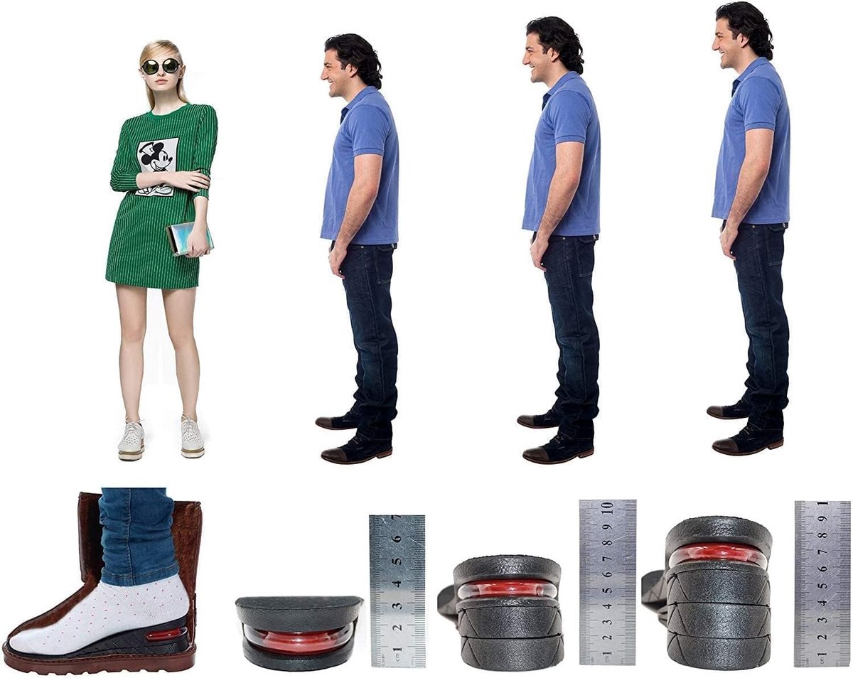 3-9 cm Hoogte Verhoogde Inlegzool Kussen Hoogte Tillen Verstelbare Cut Schoen Hak Invoegen Groter Vrouwen Mannen Uniseks Kwaliteit Voetpads, Zwart, 5 cm
