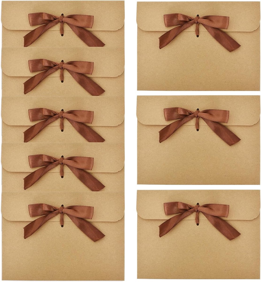 50 stuks kraftpapier enveloppen, Retro kraftpapier bruiloft brievenveloppen met banden, cadeaukaarten enveloppen DIY graffiti voor handgemaakte uitnodigingen, Valentijnsdag (bruine banden)
