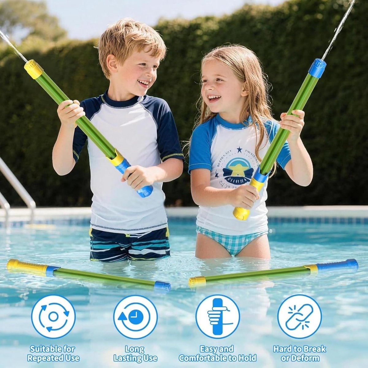 Waterpistool voor kinderen, 6 stuks, 32 cm, kleurrijk, waterspuitpistool, groot bereik, waterspuitpistolen, zwembadspeelgoed voor jongens en meisjes, strandspeelgoed voor zwembad, outdoor