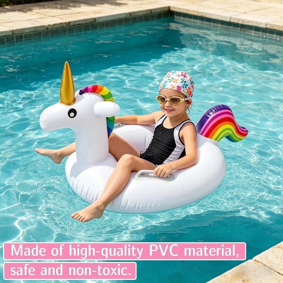eenhoorn zwemring baby zwemring kinderen 3-6 jaar 88 x 55 x 47 cm PVC zwemringen vanaf 1 jaar dierenring geschikt voor kinderen van 2 tot 6 jaar voor zwembaden en stranden