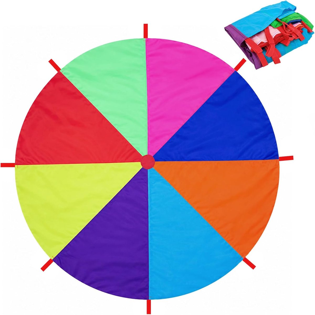 Parachutespel voor kinderen, vliegdoek, regenboog, kleurrijk, parachutes speelgoed